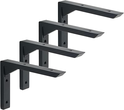 Mooche 4Pcs Heavy Duty Shelf Brackets 6 Inch Black Stainless Steel Triangular