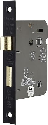 Decoranddecor Bathroom Mortice Lock 3 inch Matt Black Fire Rated UKCA CE view 4