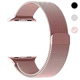 Ferdery Stainless Steel Band Mesh Milanese Loop Bracelet Strap Replacement Band with Magnetic Closure Clasp for Apple Watch Series 1 Series 2 Series 3 Edition RoseGold 38mm