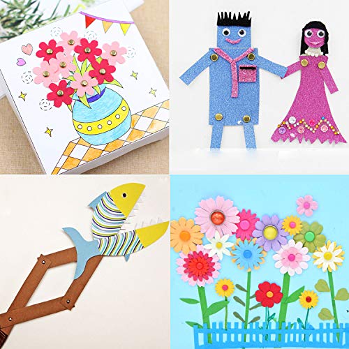 image for Penta Angel Paper Fasteners 200Pcs Colorful Mini Brads Round Brass Met