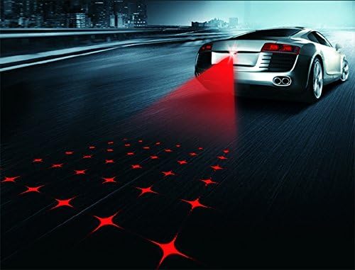 Grandey Universal LED Car Motorcycle Laser Fog Light Anti Collision Tail Lamp Auto Moto Braking Parking Signal Warning Lamps Car styling (Type3 Star Line)