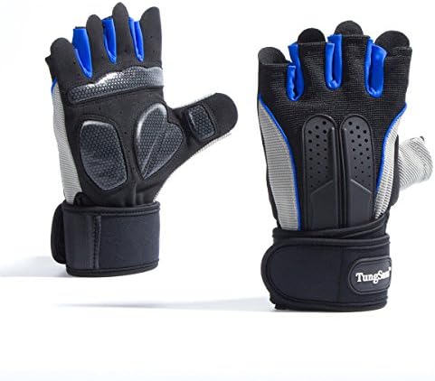 Weight Lifting Gloves by TungSam .Support for Fitness, WOD, Weightlifting, Gym Workout &amp; Power lifting - Silicone Padding to avoid Calluses &amp; Anti-slip - Suits both Men &amp; Women. (Medium)