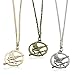 Charm Mocking Bird and Arrow Pendant Set Gold Bronze Silver in Long Sweater Chain Link Necklace