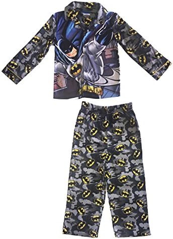 Button Up Long Sleeve Pajama Set Batman Boys Grey Camouflage (6/7)