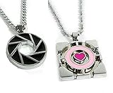 2pcs/set Portal 2 Aperture Logo & Companion Cube Pendant Necklace Cosplay Prop