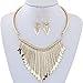 Necklace, New Luxury Womens Metal Tassels Pendant Chain Bib Necklace Earrings Jewelry Set Mchoice (Gold)