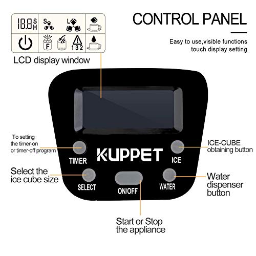 KUPPET 2 In 1 Countertop Ice Maker Water Dispenser, Ready In 6min, Produces 36 Lbs Ice In 24