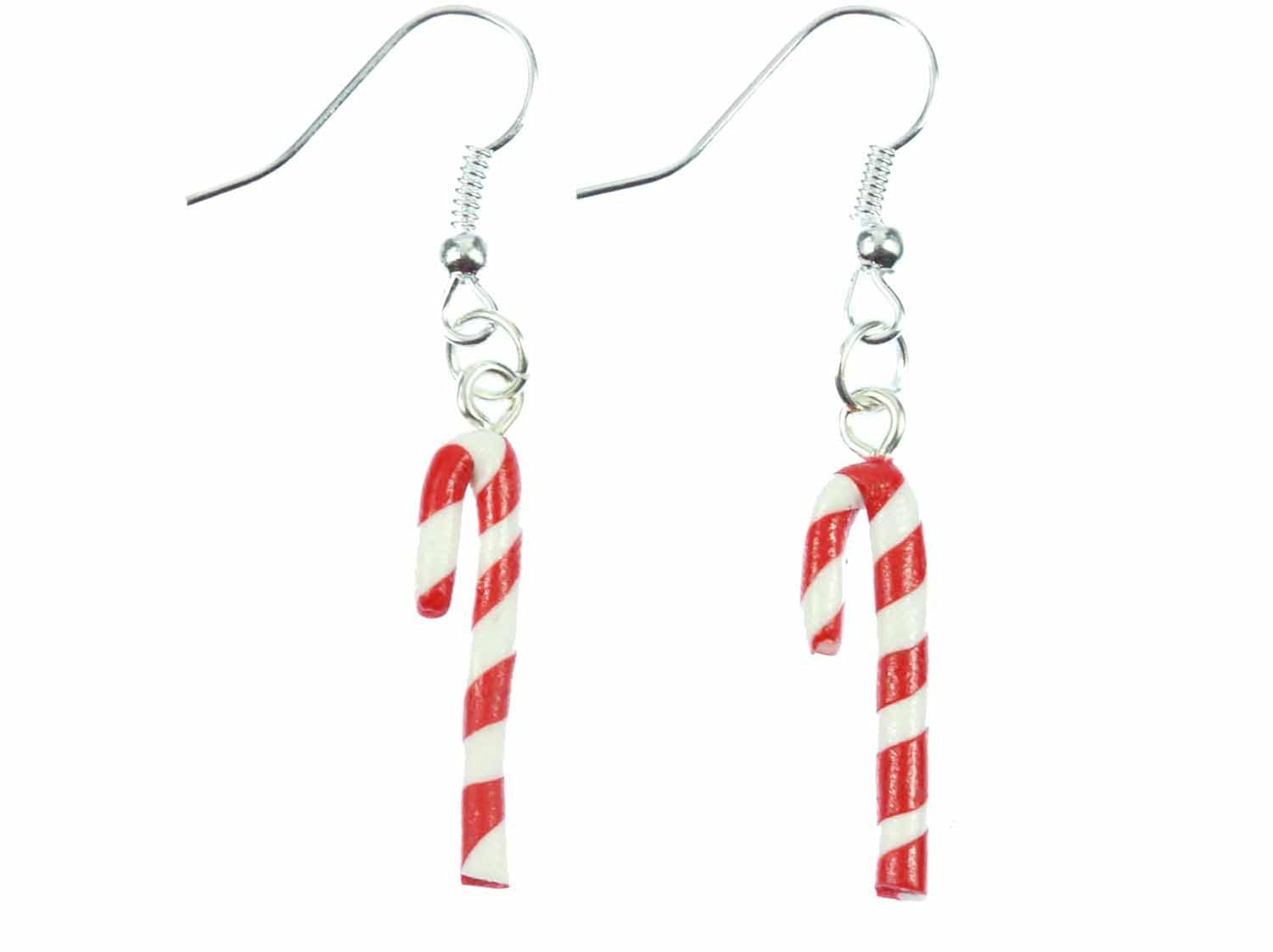 Orecchini gancio di zucchero asta Miniblings di Rosso Bianco Orecchini gancio di zucchero asta Miniblings di Rosso Bianco Natale Amazon Gioielli