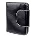 AINIMOER Women's Small Billfold Genuine Leather Tri-Fold Wallet with Zipper Pocket(Black)