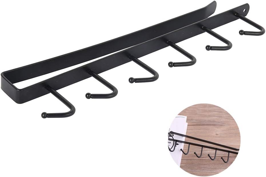 BH - Soporte para tazas bajo estante con 6 ganchos para almacenar copas