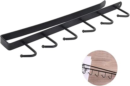 BH - Soporte para tazas bajo estante con 6 ganchos para almacenar copas