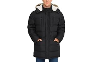 Rejork Men's Long Winter Coats Warm Water Resistant Puffy Hooded Windbreaker Insulated Thicken Jackets with Hood