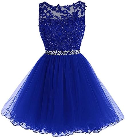 Heisok Applique Beading Short Homecoming Dresses Sequined Lace Cocktail Prom Gowns 01A 10 Royal Blue