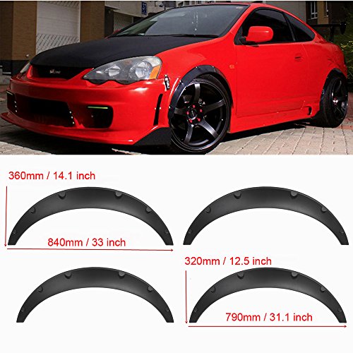 GTP 4X JDM Universal Fender Flares Wide Body Kit 2 inch (50mm) 3 inch (75mm) Over Wheel Arch Extension Set Front & Rear