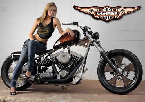 Harley davidson A4 - 1 - motorbike - classic bike - chopper bike - road bike - Poster - Print - Picture