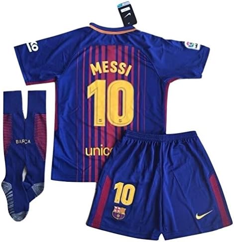 NEW #10 Messi FC Barcelona Home Jersey with Shorts and Socks for Kids/Youth (7-8 Years Old)