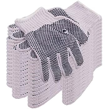 Pack of 24 Single Side Dot String gloves S size. Protective String Knit Gloves with Dots on One Side. Medium Weight Gloves. Knitted Cotton Polyester Gloves for General Purpose. Multi-Dot Design.