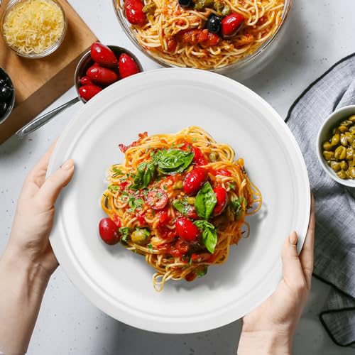 XH.Easy Go 10 Inch Paper Plates 100% Compostable Plates Heavy-Duty Disposable Plates Bulk [125 Pack], Made of Natural Sugarcane Fibers, Eco-Friendly Biodegradable 10" White Dinner Plates