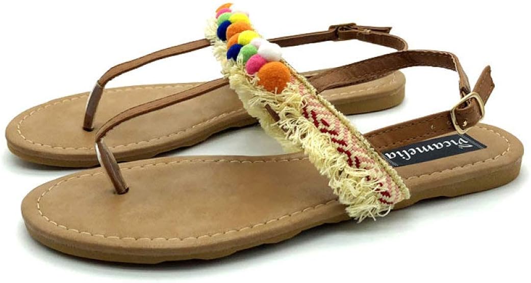 Not Rated Ochella Tan Fringe & Chain Thong Sandals - $53.00