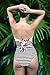 CUPSHE Women's Halter Design Printing Tie at Back One-Piece Padding Swimsuit, Orange Lilies Print, Large