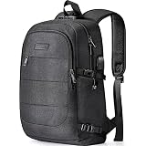 Tzowla Anti-Theft Travel Laptop Backpack - 17.3 Inch, USB Charging Port, TSA Friendly, Water Resistant, Dark Grey