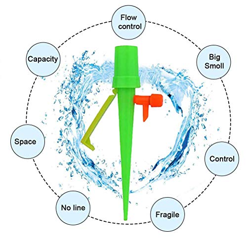 Plant Watering Devices - 12 Pack, Plant Self Watering Spikes, Candywe Plant Waterer with Anti-tilt Bracket & Valve Control Switch,Slow Release Drip Irrigation Watering System for Outdoor Indoor Plants