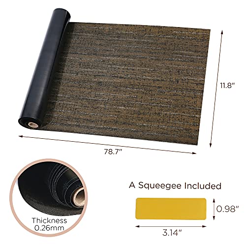 LotFancy Peel and Stick Wallpaper, 11.8”x 78.7”, Mocha Brown, Removable Wood Contact Paper, Self Adhesive Wall Paper for Countertop Cover, Furniture Renovation, Squeegee Included