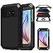Galaxy S6 Case with Screen Protector, Seacosmo Full Body Rugged Armor Aluminum Metallic Shockproof Scratch-Resistant Dual Layer TPU Bumper Case for Samsung Galaxy S6, Black
