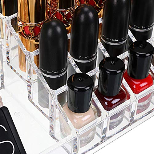 INOVERA (LABEL) Plastic 16 Compartment Cosmetic Display Cases Makeup Lipstick Storage Organizer Holder Box Case,Transparent (22L x 12.2W x 7.5H) 6 INOVERA (LABEL) Plastic 16 Compartment Cosmetic Display Cases Makeup Lipstick Storage Organizer Holder Box Case,Transparent (22L x 12.2W x 7.5H) - Image 6
