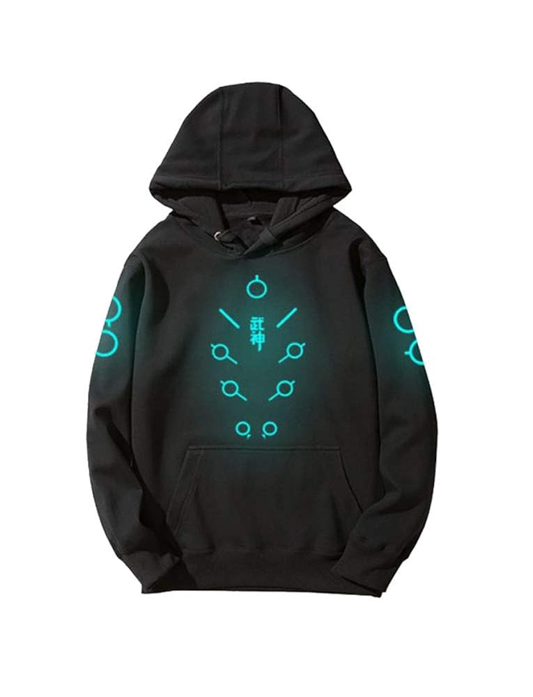 TOKYO-T Overwatch Genji Hoodie for Men Sweatshirt Costume Night Glow Painted Luminous