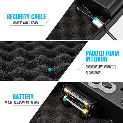 RPNB Gun Safe, Quick-Access Smart Pistol Safe Handgun Security Safe with LED & RFID Quick Access, 11" x 7" x 1.8", Single Pistol