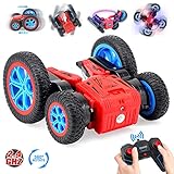 VATOS RC Stunt Car Remote Control Car 4WD Off Road RC Flip Car, 360° Spins & Flips 180° Swing with Led Lights 2.4Ghz Double Sided Rotating Tumbling 3D Deformation Dance Car Kids Toy for Boys Girls