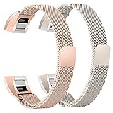 bayite For Fitbit Alta HR and Alta Bands Pack of 2, Replacement Milanese Loop Stainless Steel Metal Bands Women Men Small 5.5