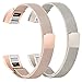 bayite Stainless Steel Bands Compatible Fitbit Alta and Alta HR, Milanese Loop Women Men Pack of 2, Champagne Gold and Rose Gold 5.5