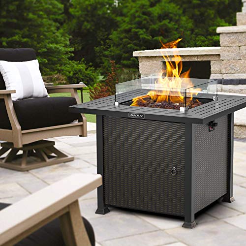 SNAN Propane Fire Pit Table, Outdoor Companion, 32 Inch 50,000 BTU Auto