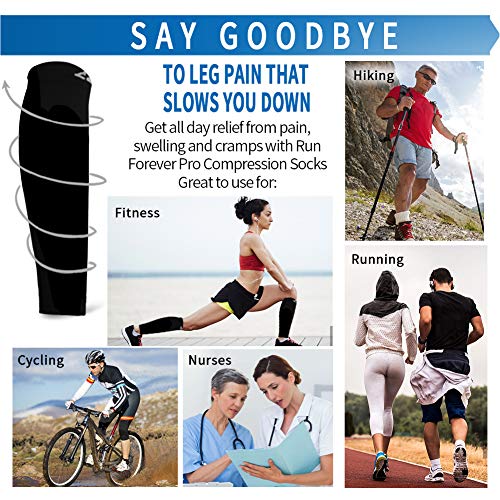 BLUETREE Calf Compression Sleeves Men & Women- Best Footless Compression Socks Shin Splints, Running, Leg Pain, Nurses & Maternity Pregnancy - Increase Blood Circulation(Black-S/M) - Thumbnail 5
