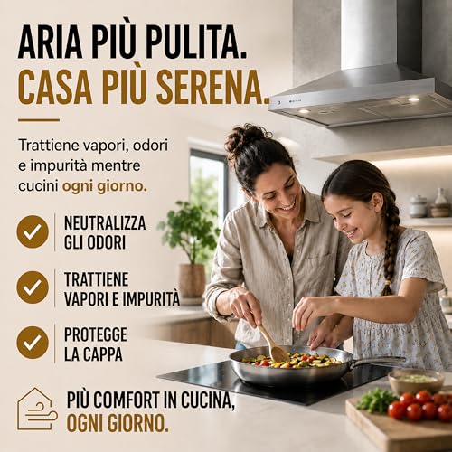 Universal Cooker Hood Filter with Activated Carbon 40 x 100 cm | Anti-Odour Grease Cloth Can Be Cut Out | Filters for Recirculating Cooker Hood | Compatible with All Extractor Hoods | Made in Italy