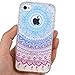 iPhone 4 Case, JAHOLAN Flower Clear Edge TPU Soft Case Rubber Silicone Skin Cover for iPhone 4 4s - Blue Purple Tribal Mandala