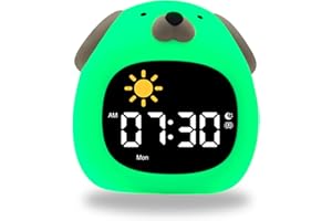 GALYNA Kids Alarm Clock, Ok to Wake Clock for Kids, Toddler Sleep Training Clock with Night Light, White Noise Sound Machine, Birthday Gift for Children Boys Girls (Dog)