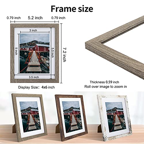 BEYAHELA Rustic 4x6 Picture Frame Set 6 Pack, White 4x6 Photo Frames with Mat, Distressed Wood