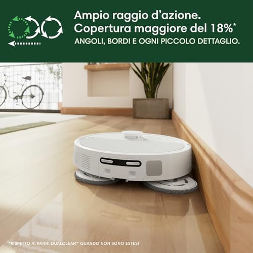 Roomba Plus 505 Combo + Stazione AutoWash, Robot Aspirapolvere Lavapavimenti, ClearViewPro LiDAR,DualClean,SmartScrub, Riconoscimento Oggetti, Pulizia a Zone, Controllo Vocale e App, Bianco
