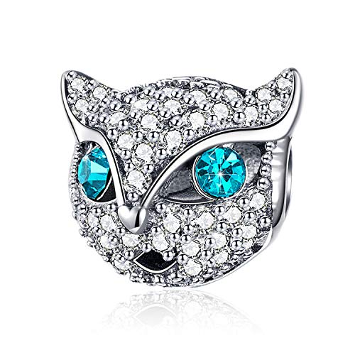 BAMOER Sterling Silver Cat Charm Beads Fit Snake Chain Bracelet Necklace Animal Pendant