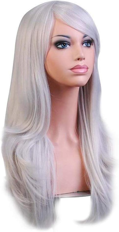 Komifa Cosplay Wigs for Women, Synthetic Hair Anime Wig Curly Long Wig (Silver Gray / 70cm)