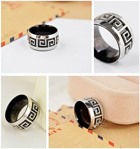 Jewelryfinds The New Men Fashion Black Titanium Steel Ring Broadside Rune