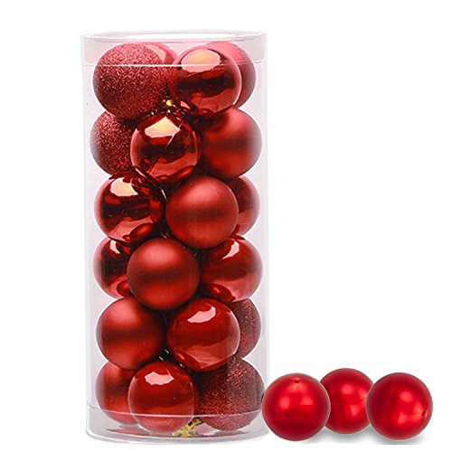 24ct Christmas ball ornament Shatterproof Christmas ornament Decorative ball hanging pendant Holiday wedding party decoration, tree ornament hook tree ball 3 size selection (4cm 6cm 8cm)