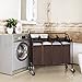 SONGMICS 4-Bag Laundry Cart Sorter, Rolling Laundry Basket Hamper, with 4 Removable Bags, Casters and Brakes, Brown URLS90Z