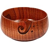 Wooden Yarn Bowl, 6" x 3" Knitting Yarn Bowl with Holes, Handmade Rounded Edge Yarn for Crocheting, Yarn Storage Bowl Holder 