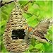 2 Pack Bird House, Hanging Birdhouse Hummingbird Nest Fiber Hand-Woven Roosting Pocket, Sparrow House for Finch & Canary