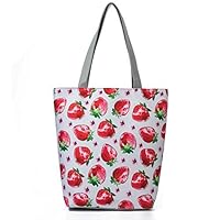 Casual Tote Bags Female Strawberry Printed Shoulder Bag Women Canvas Design Summer Beach Bag Lady