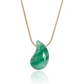 TaYolnFaSo Gemstone Teardrop Pendant for Women 18k Real Gold Plated Irregular Turquoise Paperclip Necklace Natural Stone Jewelry Birthday Gift for Wife Mother Girlfriend